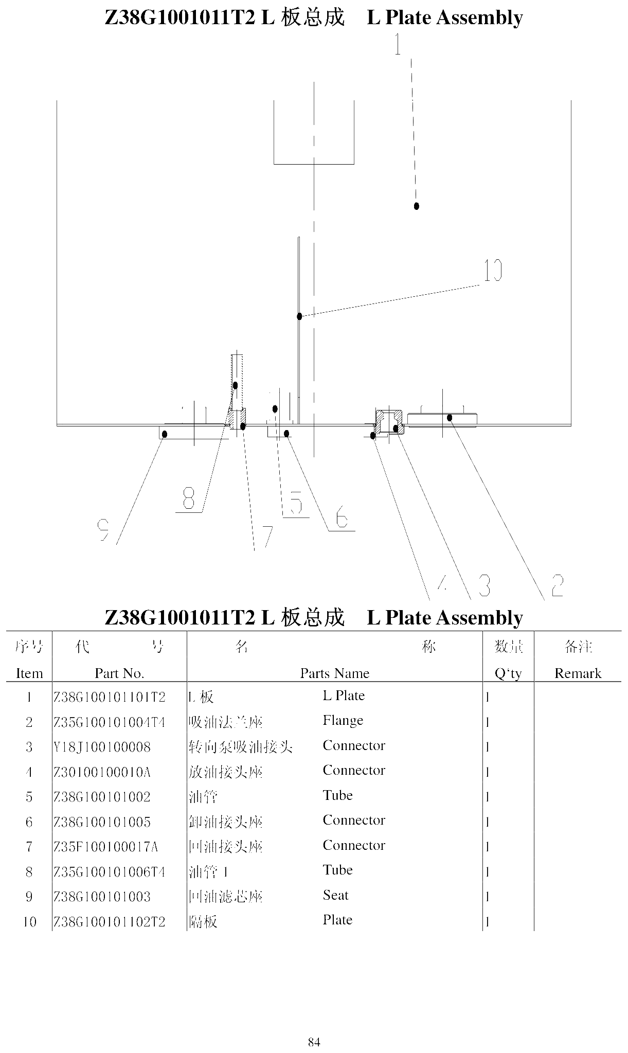 FIG.58 Z38G1001011T2 L 板总成 L Plate Assembly