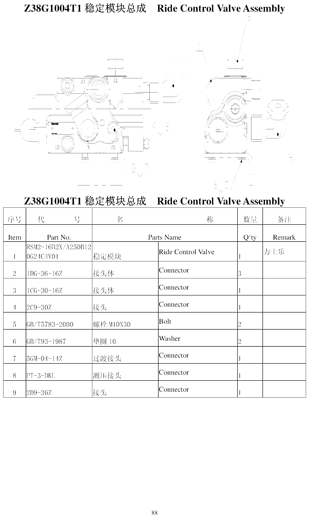 FIG.62 Z38G1004T1 Ride Control Valve Assembly