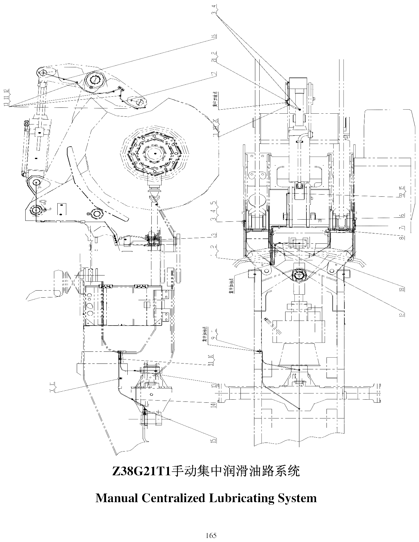 FIG.111 Z38G21T1手动集中润滑油路系统