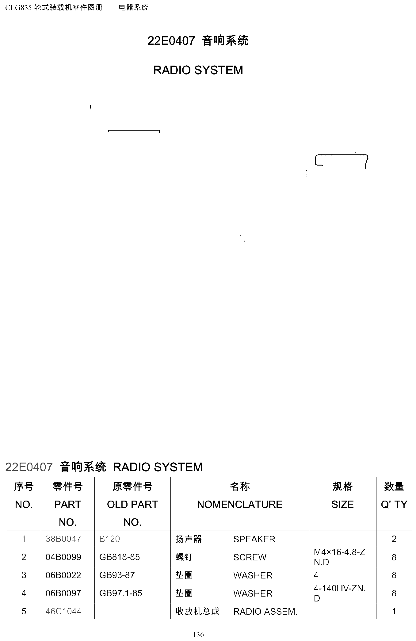 FIG.156 轮式装载机零件图册——电器系统