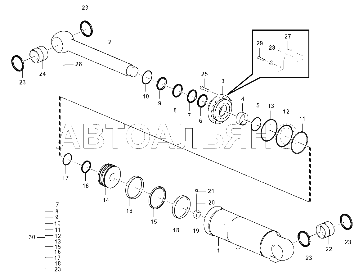 Tilt cylinder HSGF-190x90x548-1043A (3713CH)
