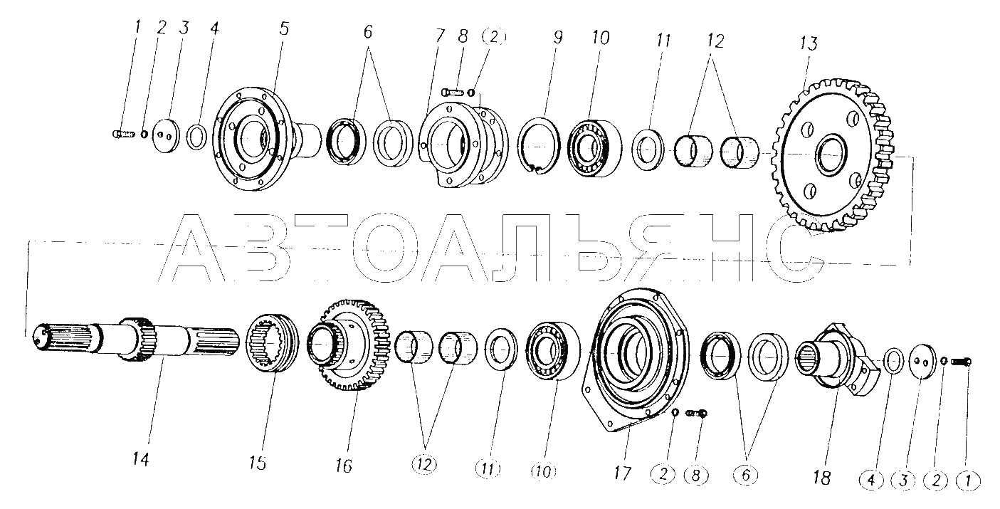 Выходной вал в сборе