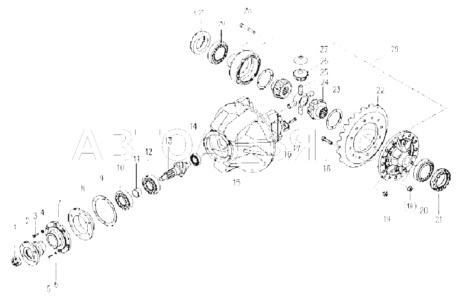 Main reduction assembly (front axle) W043100140