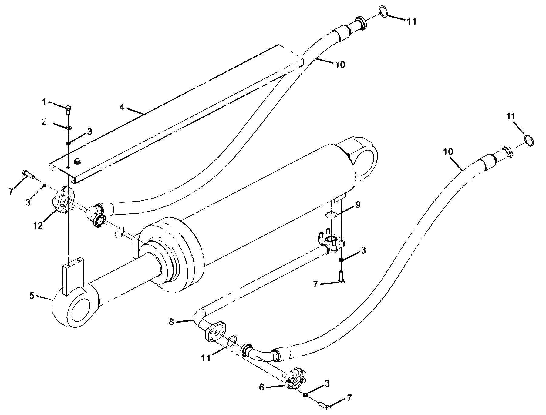 Установка трубопровода цилиндра наклона в сборе